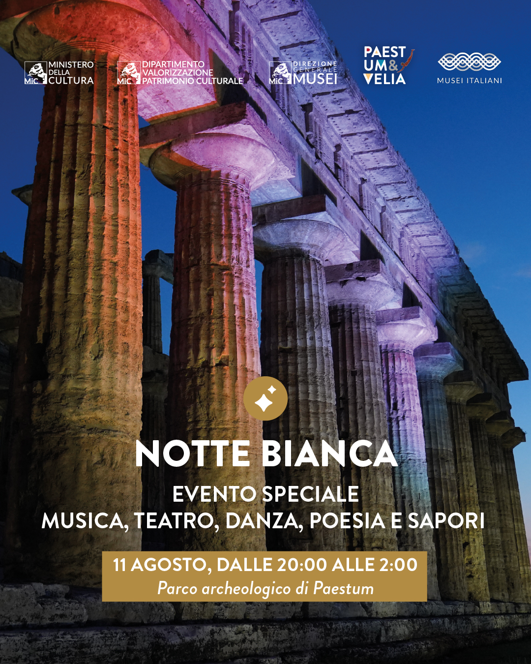 11 agosto 2026, notte Bianca tra i Templi: una notte intera nel cuore della storia.
